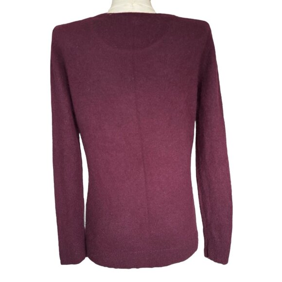 41 Hawthorn 100% Cashmere Burgundy V-Neck Long Sleeve Pullover Sweater M - Picture 4 of 9